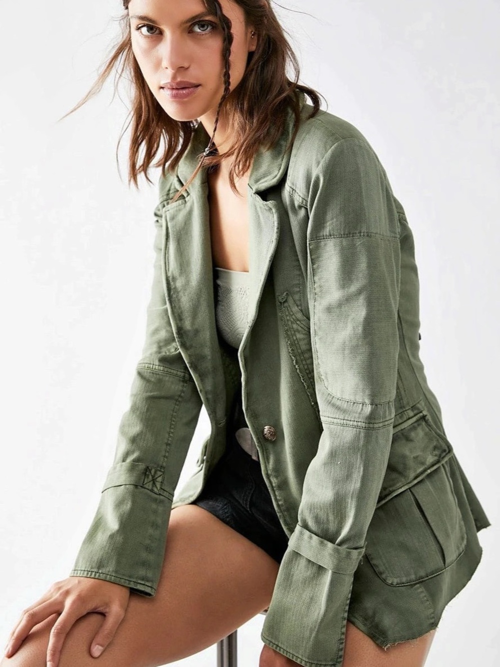 NWT Free People Harlow Blazer Utility Jacket Green